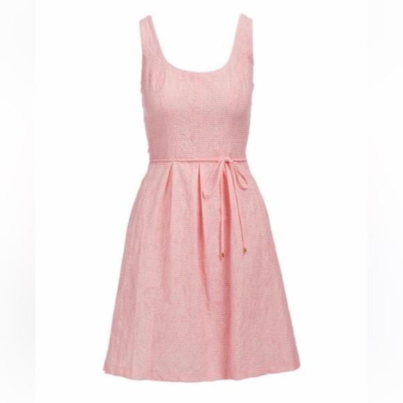 Pappagallo Pink Fit and Flare Sleeveless Waist Tie Barbiecore Dress- size 12 - Picture 2 of 13